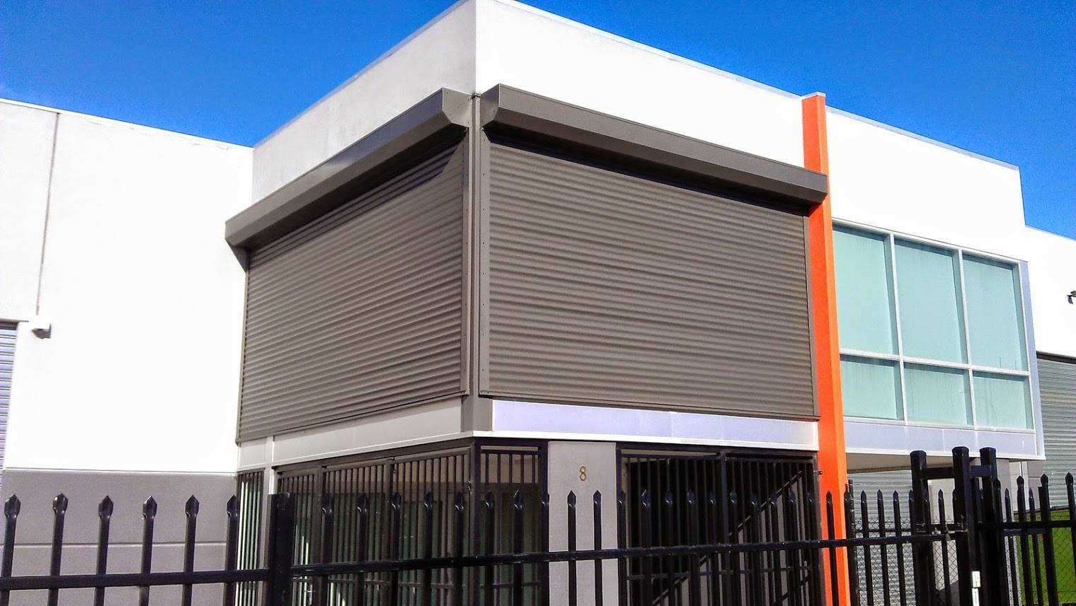 roller shutters on commercial building